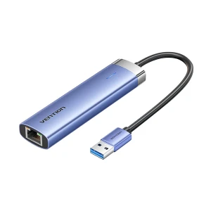 Vention TGFSB USB Male to Tri USB, Type-C & LAN Female, 0.15 Meter, Blue Multi-Interface HUB # TGFSB