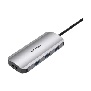 Vention TOJHB Type-C Male to Tri USB 3.0, HDMI, SD, TF & PD Female, 0.15 Meter, Gray Multi-Interface HUB #TOJHB