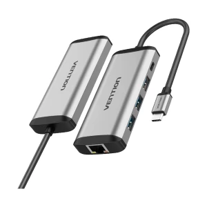 Vention TGDHB Type-C Male to Tri USB, PD & LAN Female Gray Multi-Interface HUB # TGDHB