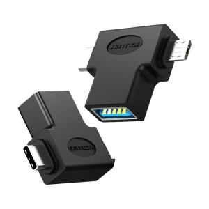 Vention USB Type-C & Micro USB Male to USB Female Black Converter #CDIB0