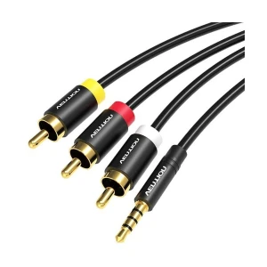 Vention VAB-R07-B150 3.5mm Male to 3RCA Male, 1.5 Meter, Black AV Cable #VAB-R07-B150