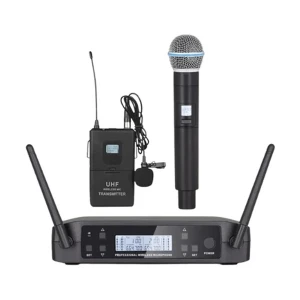 Verbex VT-GLXD4 UHF Wireless Black Microphone System (1 Hand Mic + 1 Tie Mic)