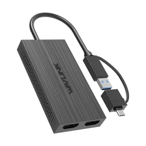 WAVLINK WL-UG7602HC USB Type-C & Type-A Male to Dual HDMI Female Black Converter (4K, Dual Display)