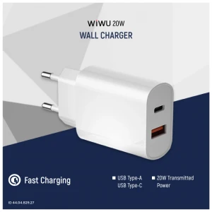 Wiwu 20W USB & USB-C White Charger / Charging Adapter #Wi-U002