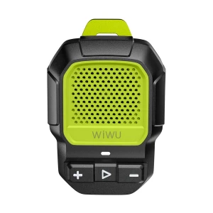 WiWU Buddy Fun Black & Green Portable Bluetooth Speaker with Magnetic Back Clip