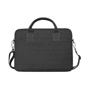 WiWU Cosmo Slim Case 15.4 inch Black Laptop Bag with Detachable Shoulder Strap