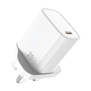 WIWU Essen 20W USB Type-C GaN White Charger / Charging Adapter #Wi-G007 (3 Pin, UK)