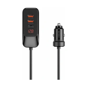 WiWU Extend 120W 4 Ports Black Car Charger (2xUSB-C & 2xUSB-A) #Wi-QC015