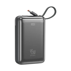 WIWU AS-182 Dual Cable 20000mAh Gray 45W Power Bank with Digital Display