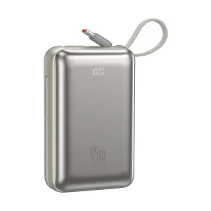 WIWU AS-182 Dual Cable 20000mAh Silver 45W Power Bank with Digital Display