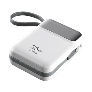 WiWU Galaxy Series P036 Dual Cable 20000mAh White 35W Power Bank with Digital Display #Wi-P036
