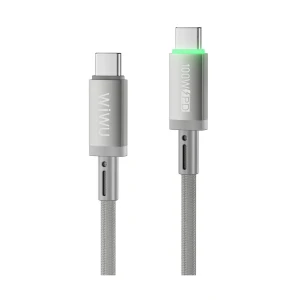 Wiwu Maglink Magnetic USB Type-C Male to Male, 1 Meter, Gray Charging & Data Cable #Wi-C084 (100W)