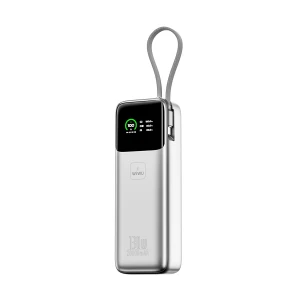 Wiwu Power Mega 20000mAh Silver 130W Power Bank with Digital Display