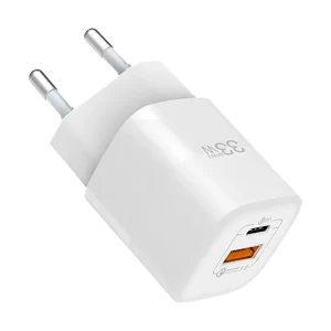 WiWU RY-U33 EU 33W GaN 2 Ports White Charger / Charging Adapter (USB-C & USB-A)