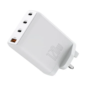 WiWU TR257-AUK 120W Mini GaN 4 Ports White Charger / Charging Adapter (3xUSB-C & USB-A)