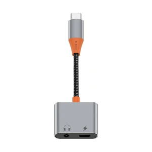 Wiwu Type-C Male to Type-C & 3.5mm Female Space Gray Multiport Converter # LT10