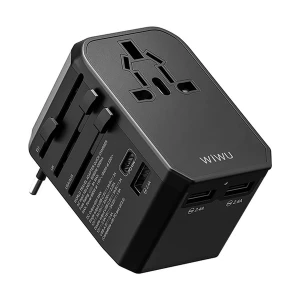 WiWU UA-304 Tri USB & USB-C 45W Black Universal Travel Charger / Charging Adapter (EU/UK/USA/AUS)