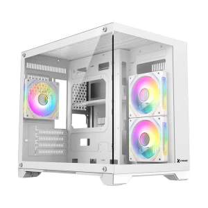 Xtreme M500W Mid Tower (Tempered Glass) White Gaming Desktop Casing With 3 ARGB Fan