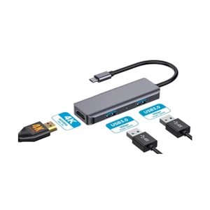 Xtreme Type-C Male to HDMI & Dual USB 3.0 Female Gray Multi-Interface HUB #XH303C