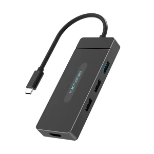 Yuanxin X-80107 Type-C Male to HDMI, USB 3.0, Dual USB 2.0, PD, TF & SD Female Black Converter #X-80107