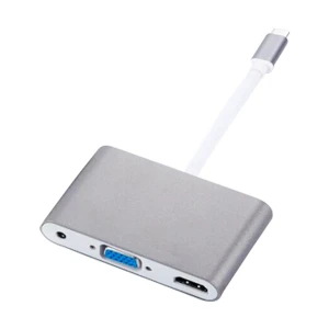 Yuanxin X-3218 Type-C Male to HDMI, VGA & 3.5mm Female Silver Multiport Converter #X-3218