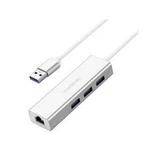 Yuanxin X-3561 USB Male to Tri USB & LAN Female White Converter # X-3561
