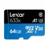 Lexar High-Performance 633x 64GB microSDXC/SDHC Class 10 A1 UHS-I (U3) V30 Memory Card With Adapter #LSDMI64GBBAP633A/LSDMI64GBB633A/LSDMI64GBBNL633A