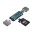 Onten OTN-CR532 USB Type-C & USB Male to SD/TF Crystal Teal Card Reader #OTN-CR532