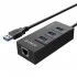 Orico USB Male to Tri & LAN Female USB Converter