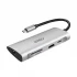 WIWU Type-C Male to HDMI Tri USB SD TF Type-C & LAN Female Gray Converter # 831HRT (Alpha)