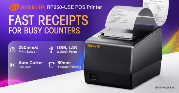 Rongta RP850-USE 80mm Thermal Receipt Printer (USB, Serial, Ethernet)