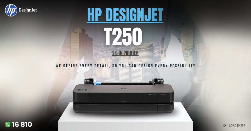 HP DesignJet T250 24-in Printer without A3 Tray (5HB06A)