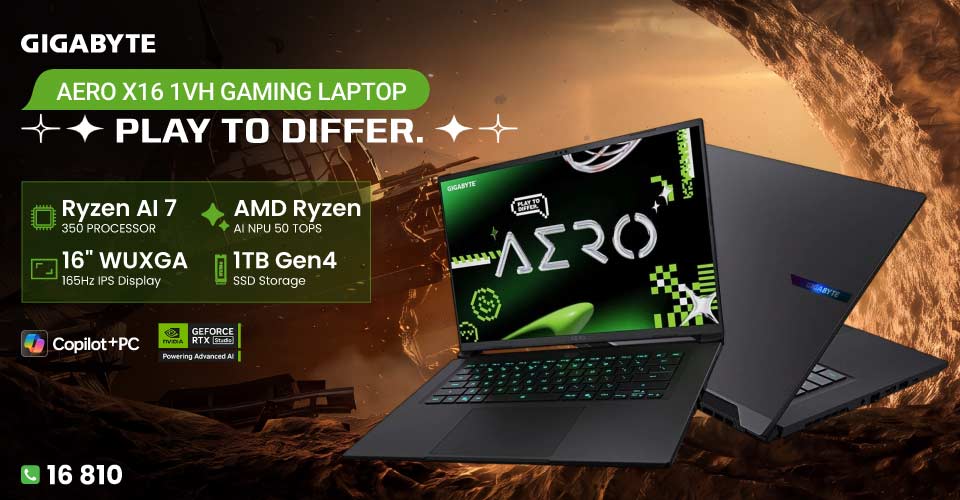 Gigabyte AERO X16 1VH AMD Ryzen AI 7 350 16GB RAM 1TB SSD 16 Inch FHD+ WUXGA Display Space Gray Gaming Laptop