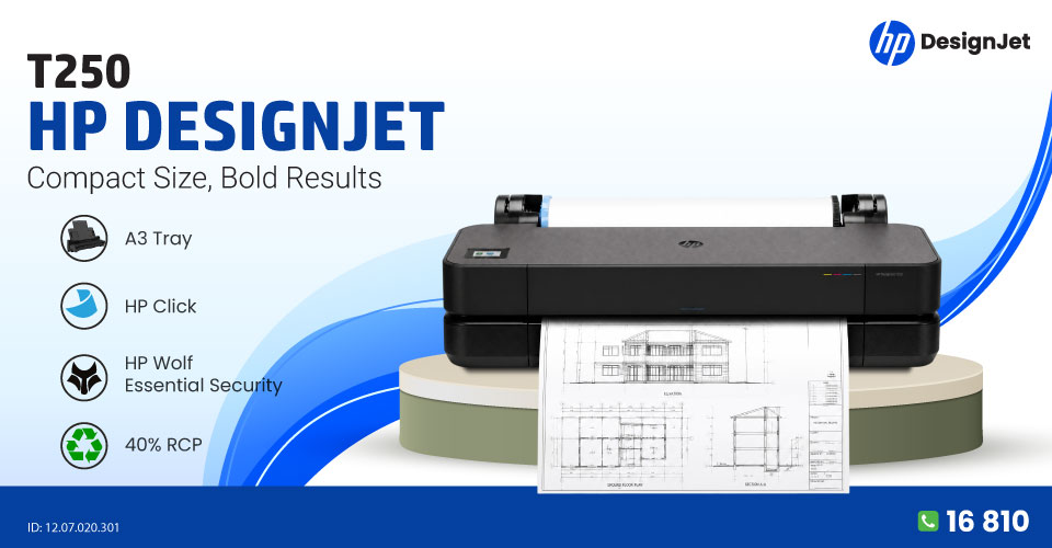 HP DesignJet T250 24-in Printer with A3 Tray