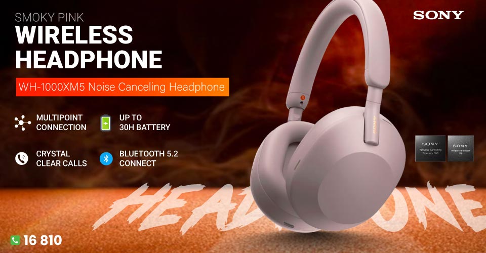 Sony WH-1000XM5 Smoky Pink Wireless Noise Cancelling Over-Ear Headphone