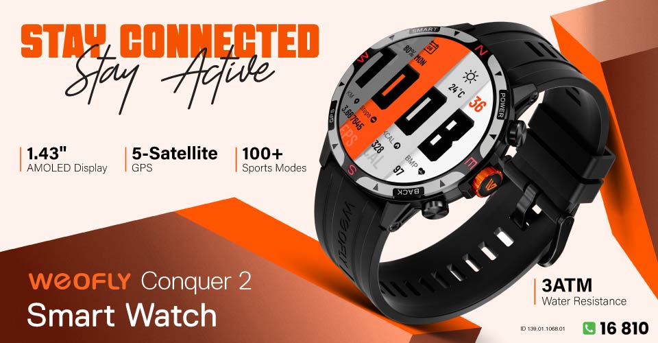 WEOFLY Conquer 2 Black Bluetooth Calling Smart Watch